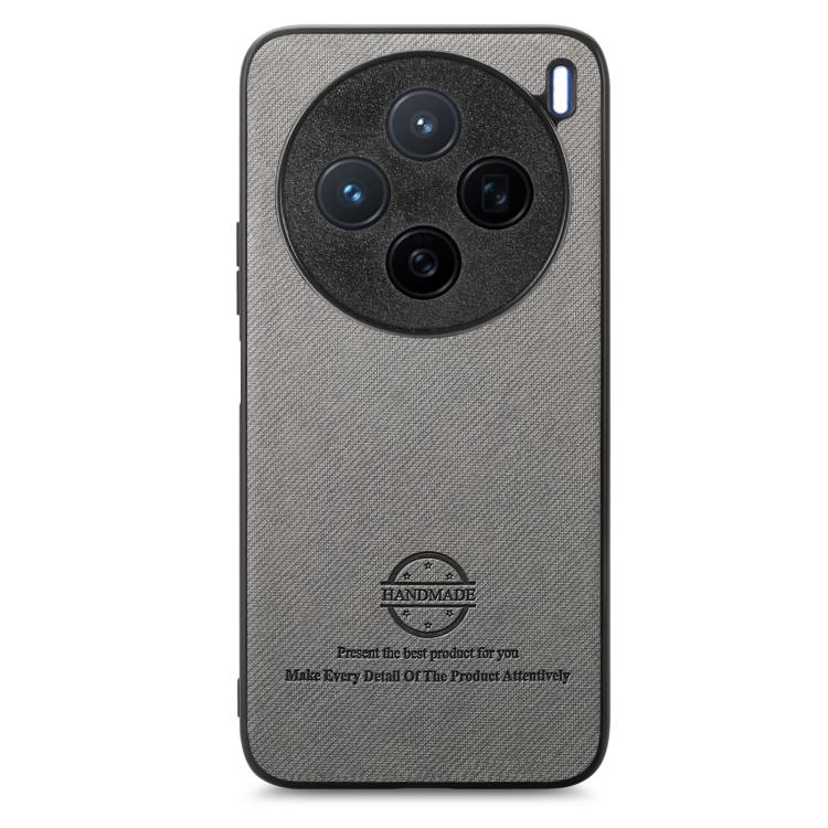 For vivo X200 Twill Fabric Leather Skin Back Phone Case