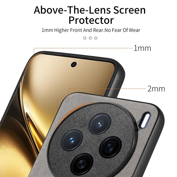 For vivo X200 Twill Fabric Leather Skin Back Phone Case