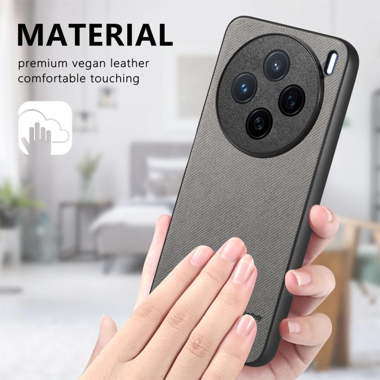 For vivo X200 Twill Fabric Leather Skin Back Phone Case