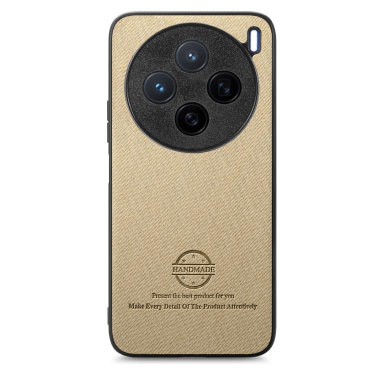 For vivo X200 Twill Fabric Leather Skin Back Phone Case