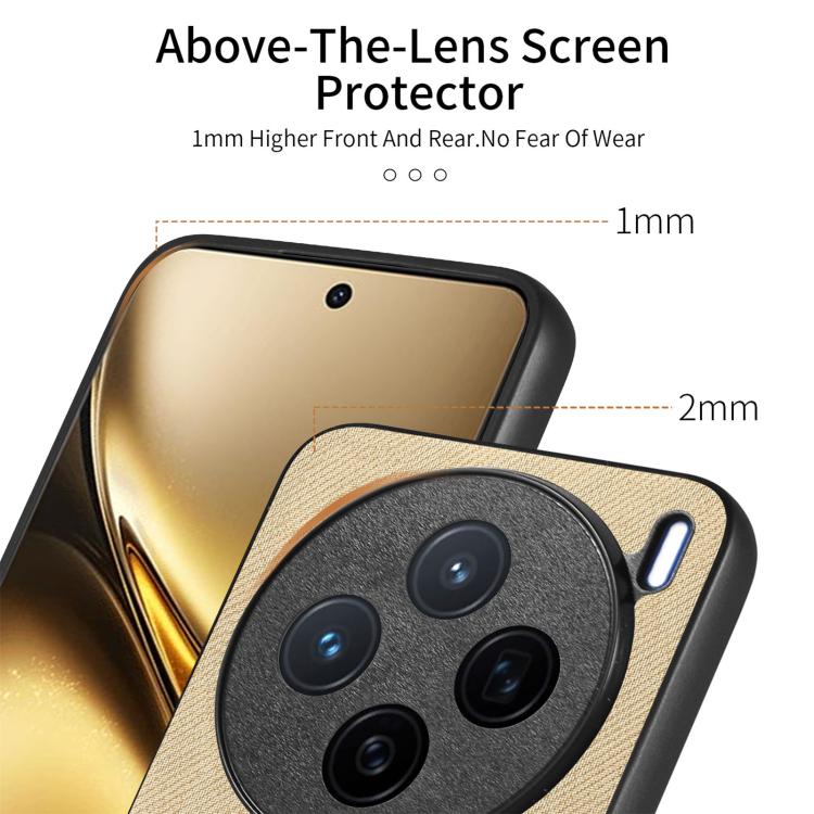 For vivo X200 Twill Fabric Leather Skin Back Phone Case