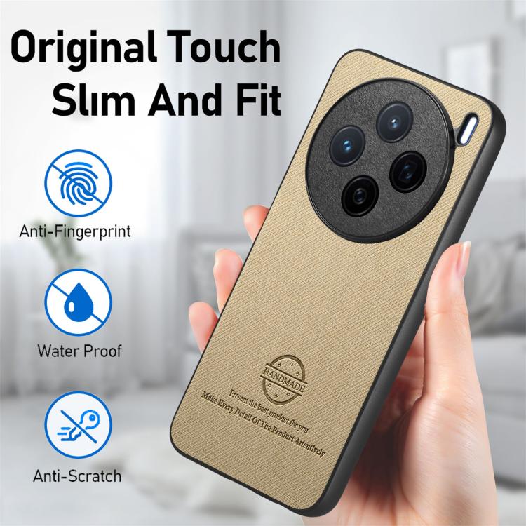 For vivo X200 Twill Fabric Leather Skin Back Phone Case