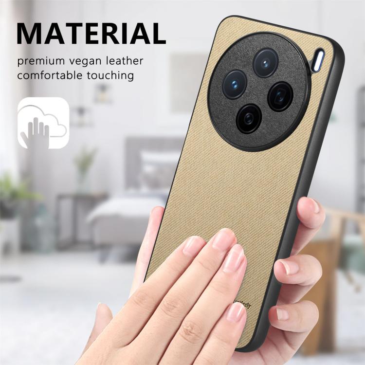 For vivo X200 Twill Fabric Leather Skin Back Phone Case