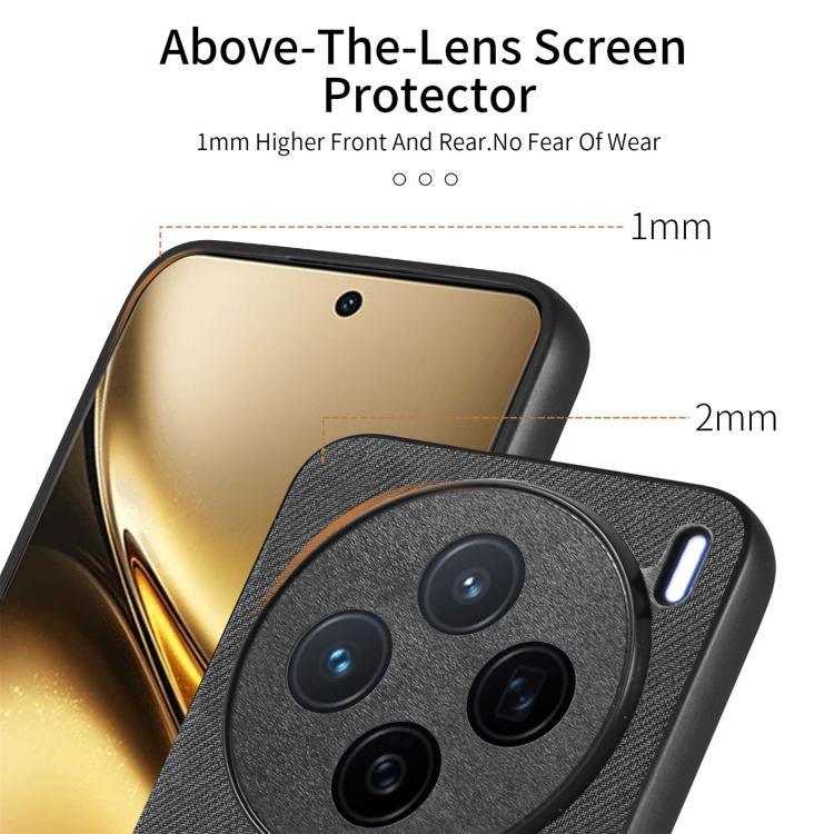 For vivo X200 Twill Fabric Leather Skin Back Phone Case
