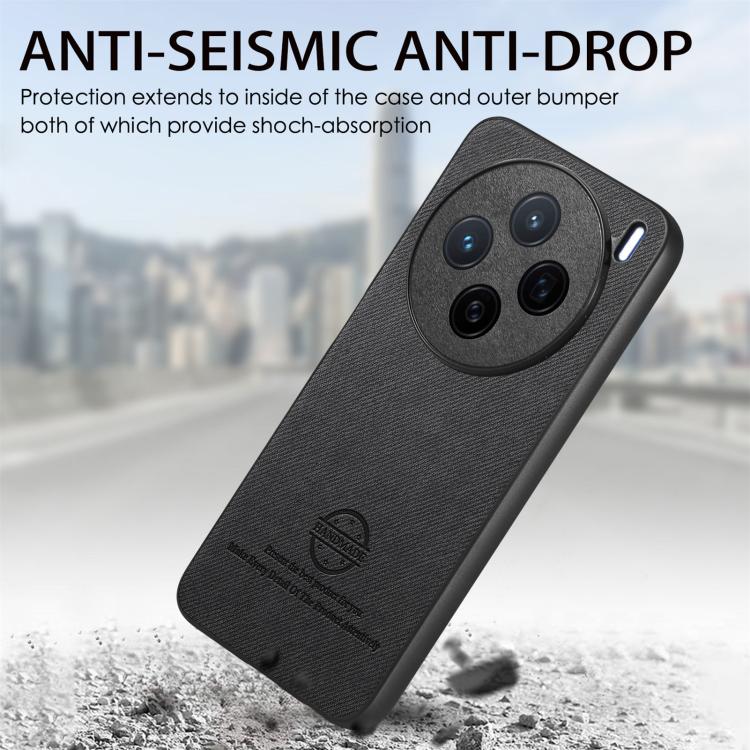 For vivo X200 Twill Fabric Leather Skin Back Phone Case