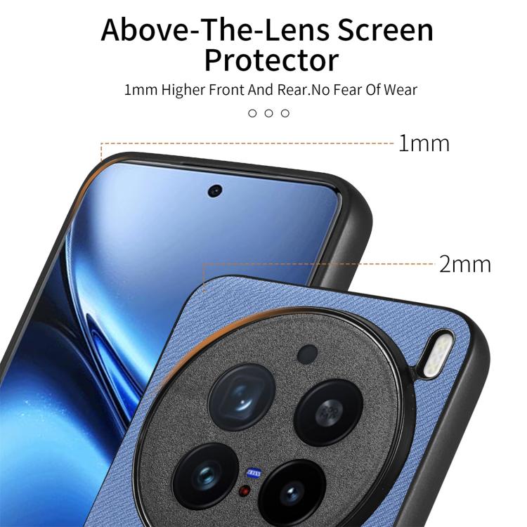 For vivo X200 Pro Twill Fabric Leather Skin Back Phone Case