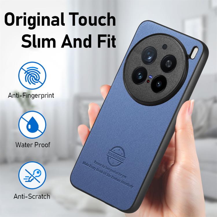 For vivo X200 Pro Twill Fabric Leather Skin Back Phone Case