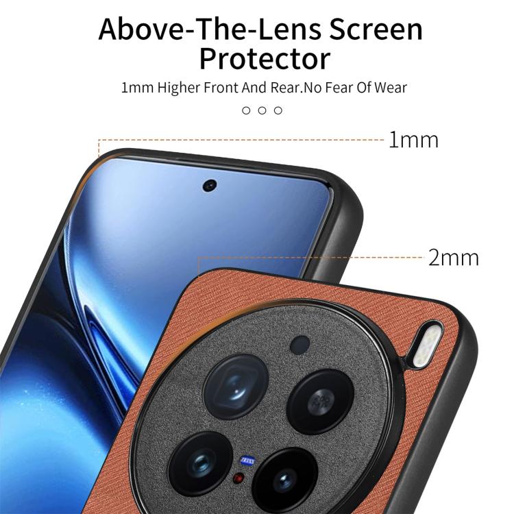 For vivo X200 Pro Twill Fabric Leather Skin Back Phone Case