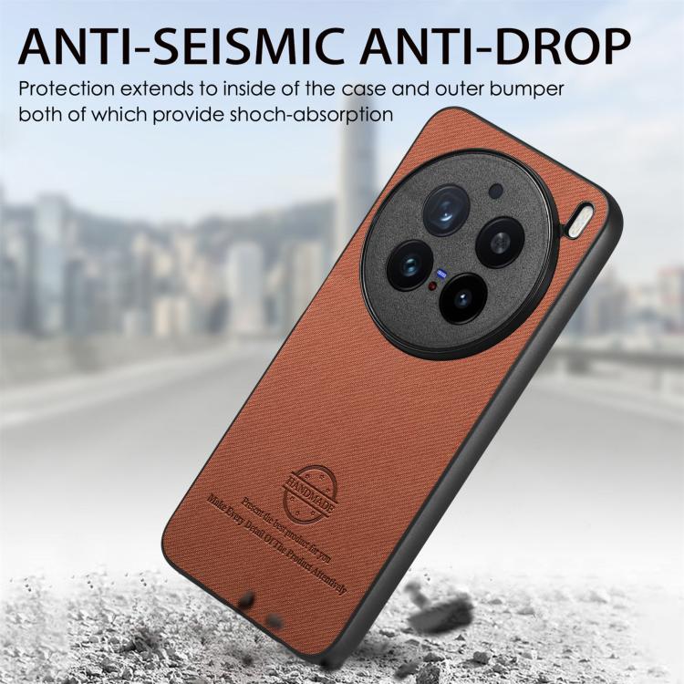 For vivo X200 Pro Twill Fabric Leather Skin Back Phone Case