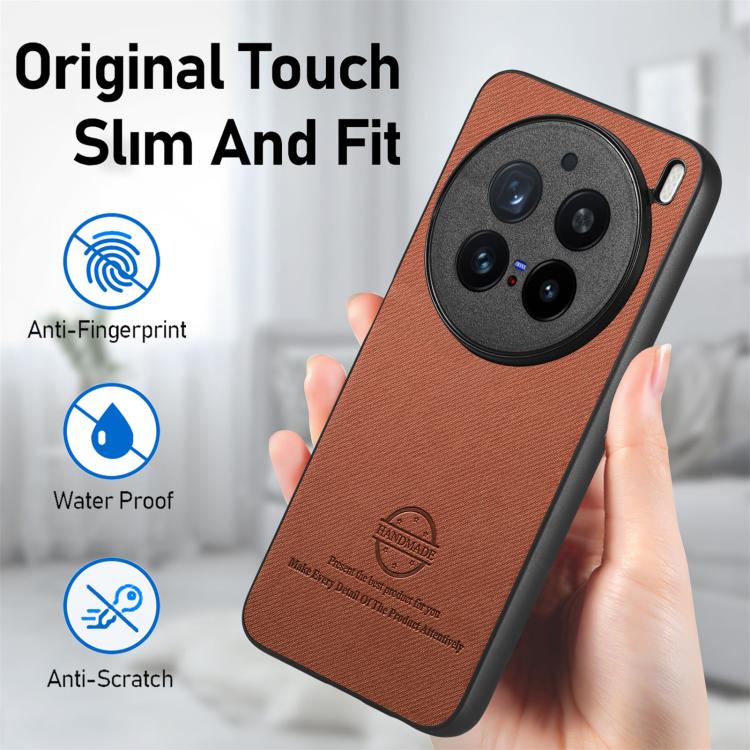 For vivo X200 Pro Twill Fabric Leather Skin Back Phone Case