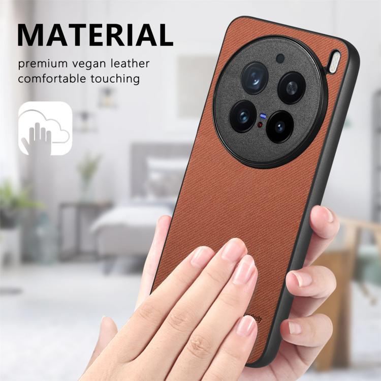For vivo X200 Pro Twill Fabric Leather Skin Back Phone Case