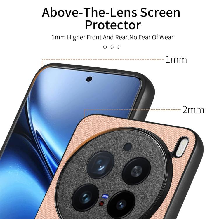 For vivo X200 Pro Twill Fabric Leather Skin Back Phone Case