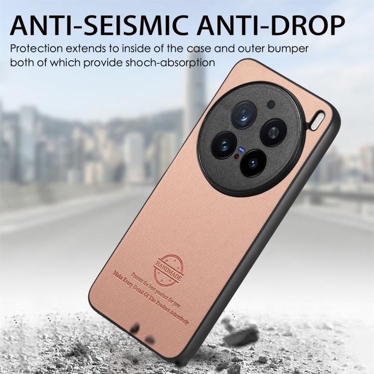 For vivo X200 Pro Twill Fabric Leather Skin Back Phone Case