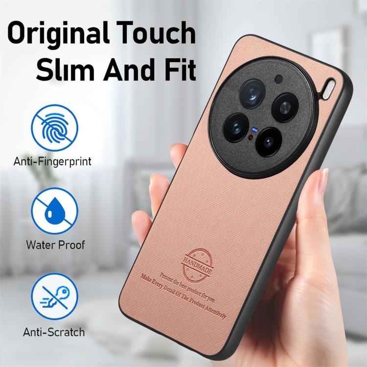 For vivo X200 Pro Twill Fabric Leather Skin Back Phone Case