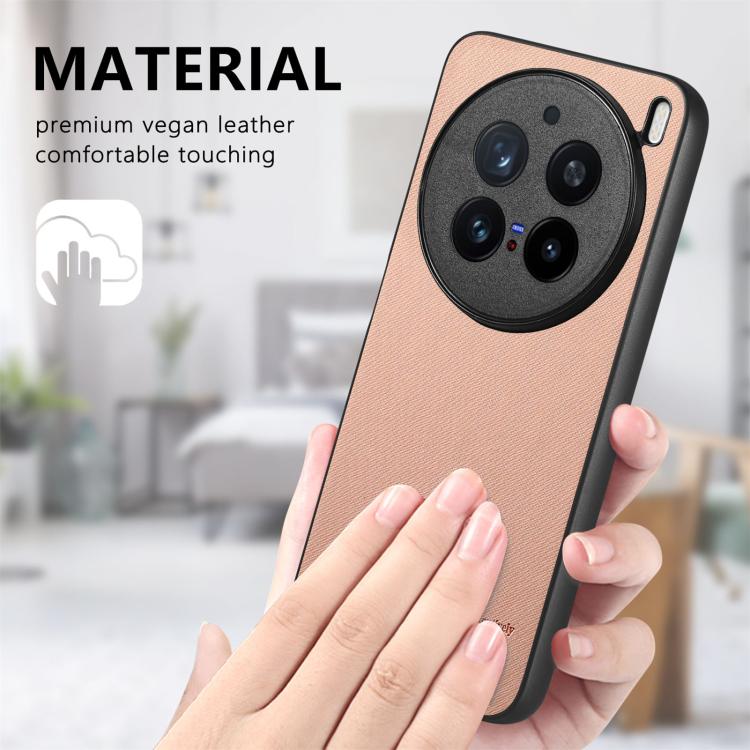 For vivo X200 Pro Twill Fabric Leather Skin Back Phone Case