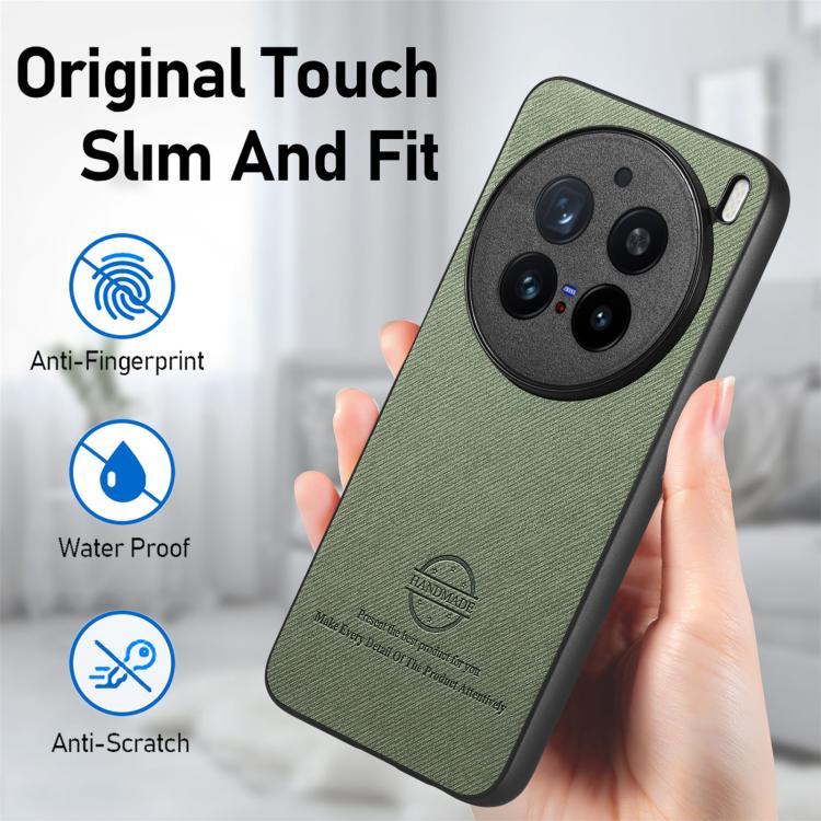 For vivo X200 Pro Twill Fabric Leather Skin Back Phone Case
