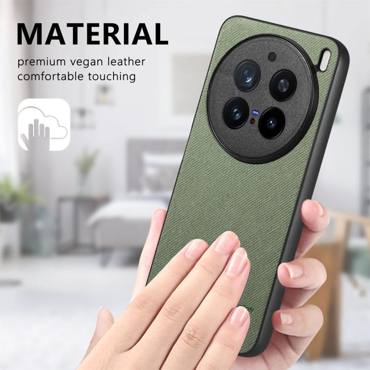 For vivo X200 Pro Twill Fabric Leather Skin Back Phone Case