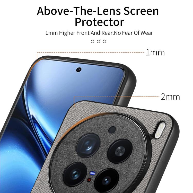 For vivo X200 Pro Twill Fabric Leather Skin Back Phone Case