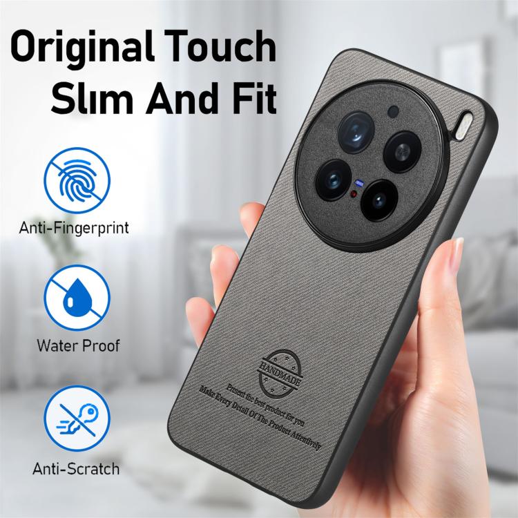 For vivo X200 Pro Twill Fabric Leather Skin Back Phone Case