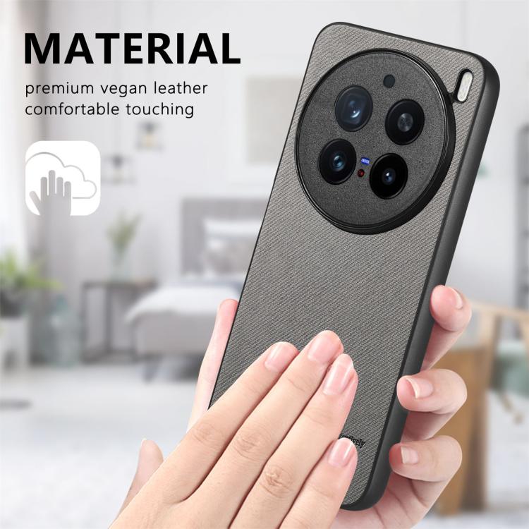 For vivo X200 Pro Twill Fabric Leather Skin Back Phone Case
