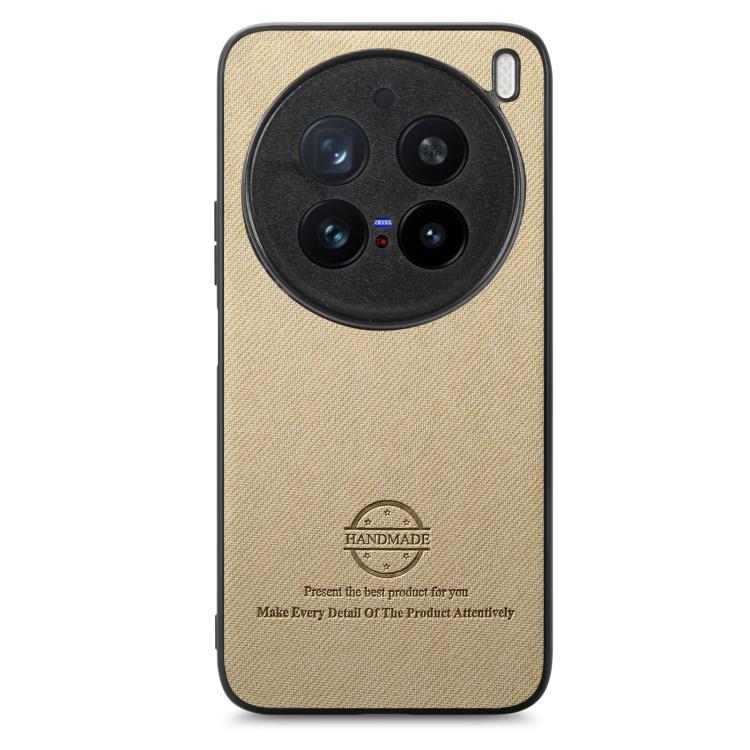 For vivo X200 Pro Twill Fabric Leather Skin Back Phone Case
