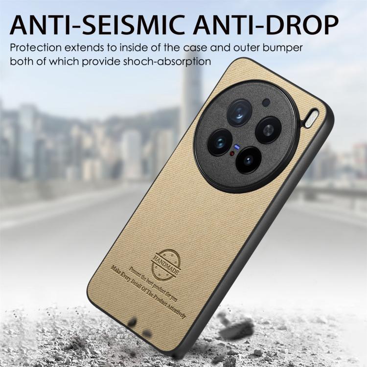 For vivo X200 Pro Twill Fabric Leather Skin Back Phone Case