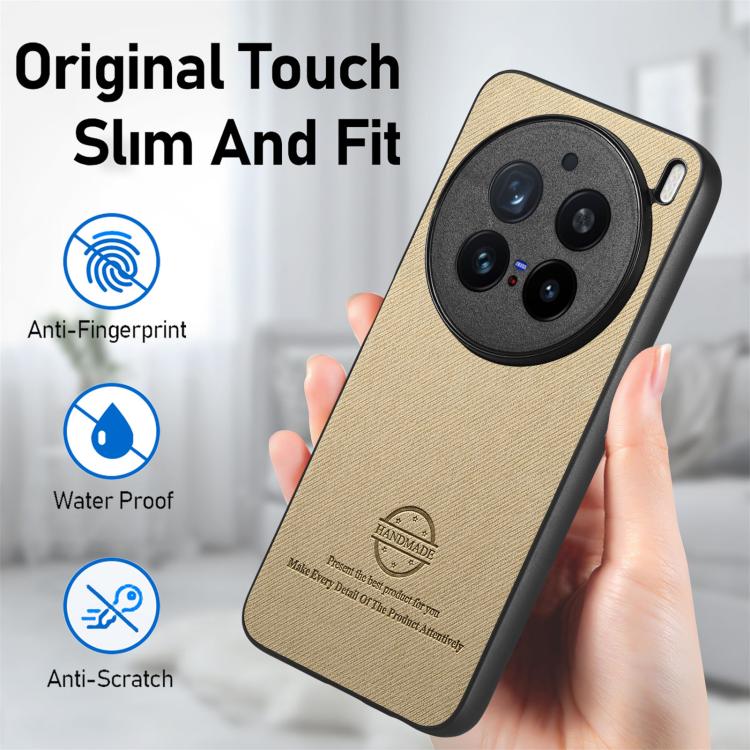 For vivo X200 Pro Twill Fabric Leather Skin Back Phone Case