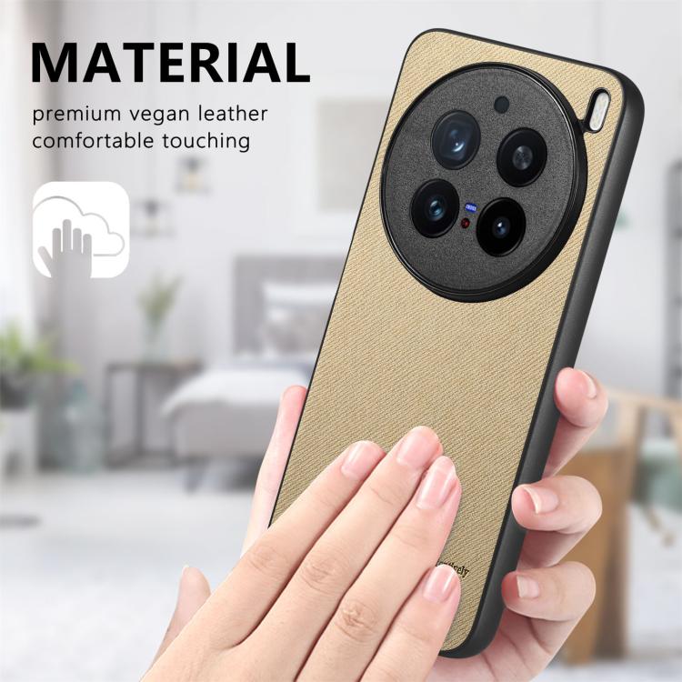 For vivo X200 Pro Twill Fabric Leather Skin Back Phone Case