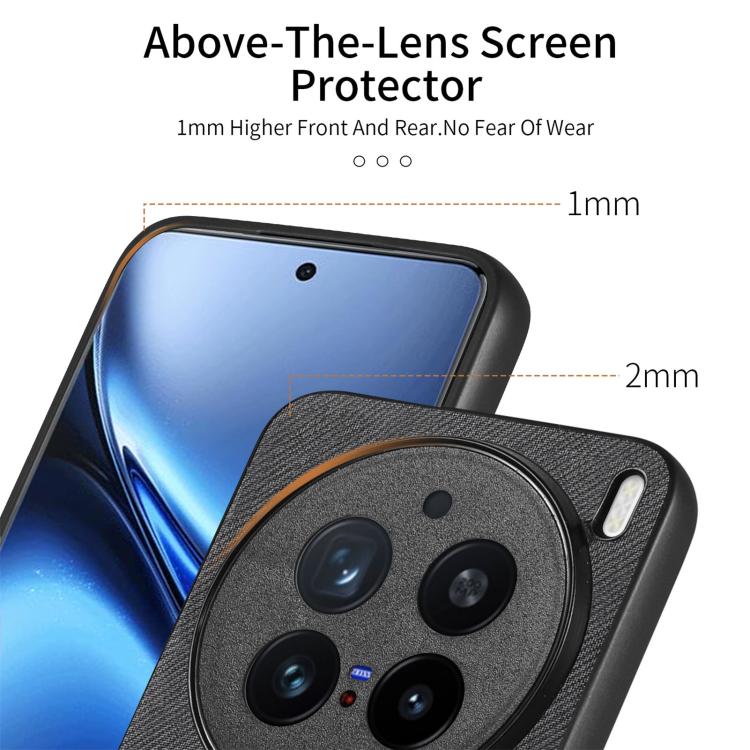 For vivo X200 Pro Twill Fabric Leather Skin Back Phone Case
