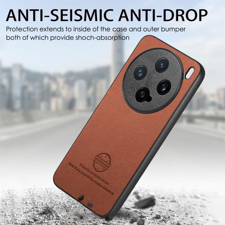 For vivo X200 Pro mini Twill Fabric Leather Skin Back Phone Case