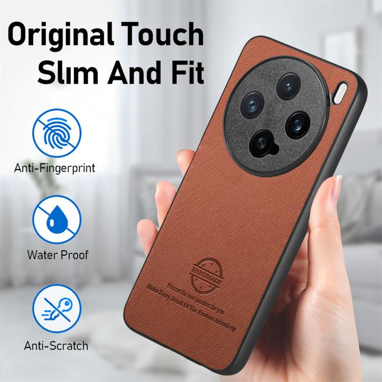 For vivo X200 Pro mini Twill Fabric Leather Skin Back Phone Case