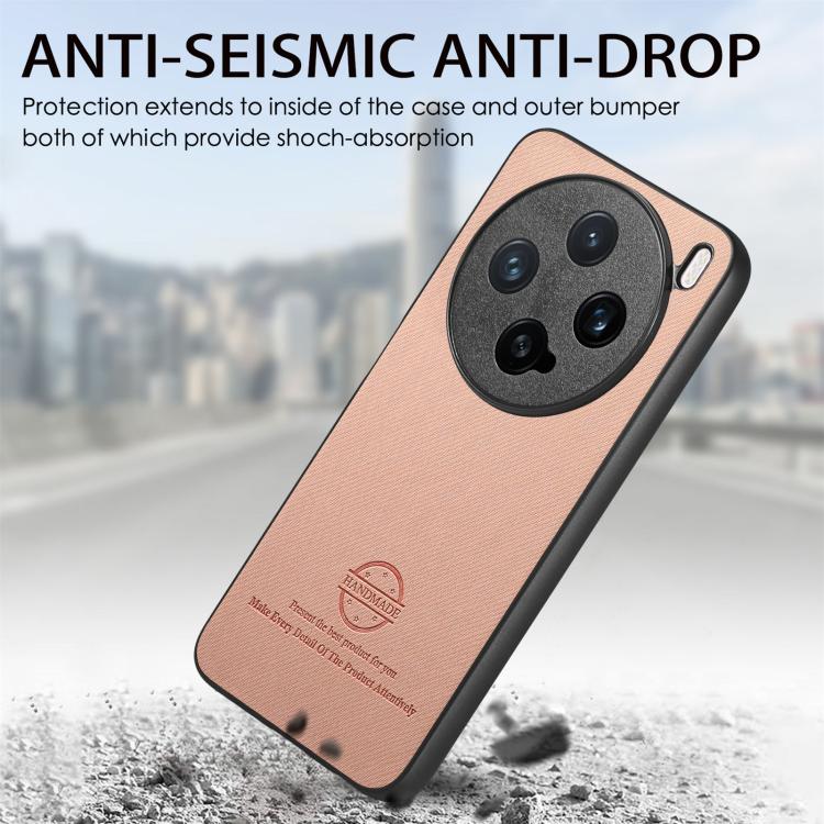 For vivo X200 Pro mini Twill Fabric Leather Skin Back Phone Case