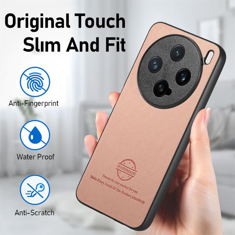 For vivo X200 Pro mini Twill Fabric Leather Skin Back Phone Case