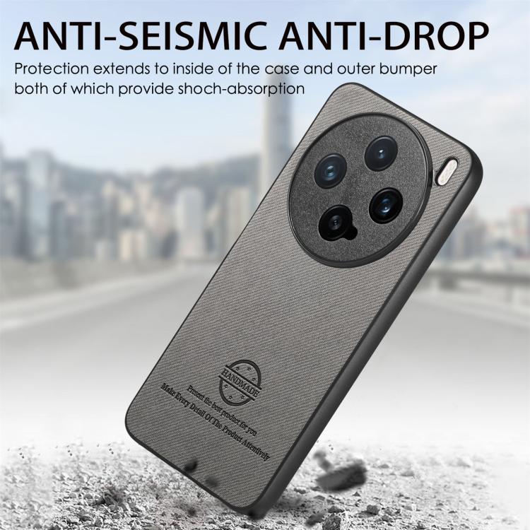 For vivo X200 Pro mini Twill Fabric Leather Skin Back Phone Case