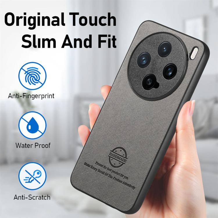 For vivo X200 Pro mini Twill Fabric Leather Skin Back Phone Case