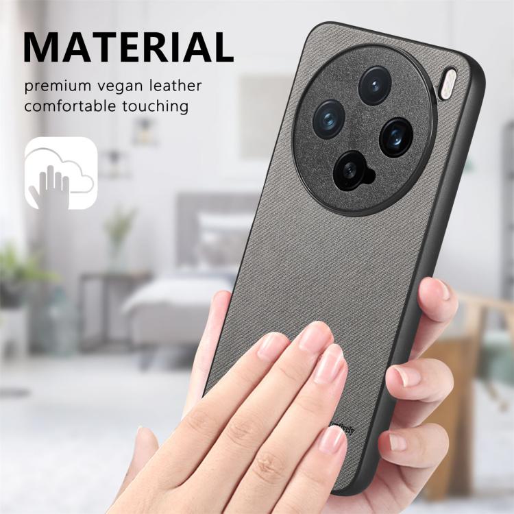 For vivo X200 Pro mini Twill Fabric Leather Skin Back Phone Case