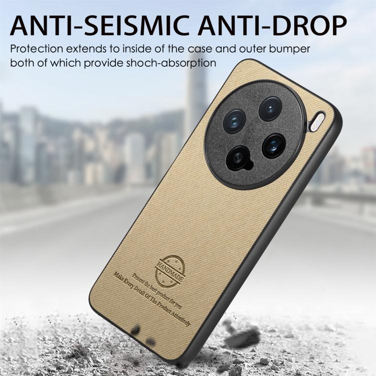 For vivo X200 Pro mini Twill Fabric Leather Skin Back Phone Case