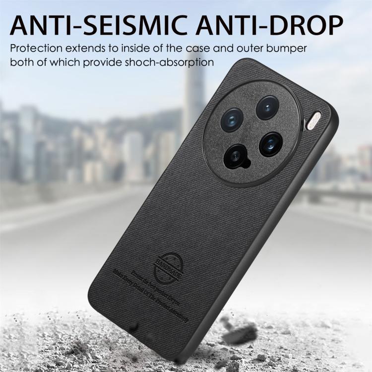 For vivo X200 Pro mini Twill Fabric Leather Skin Back Phone Case