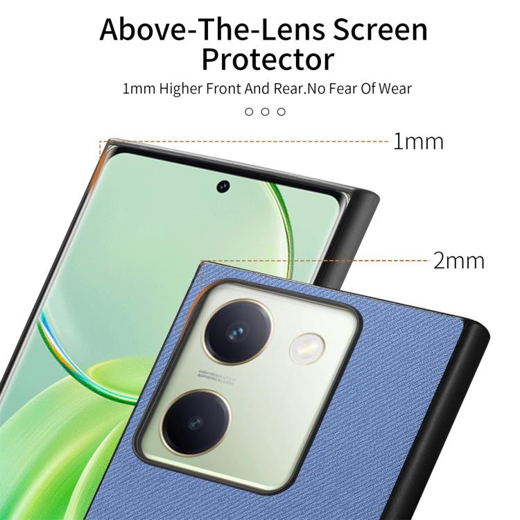 For vivo Y300+ Twill Fabric Leather Skin Back Phone Case