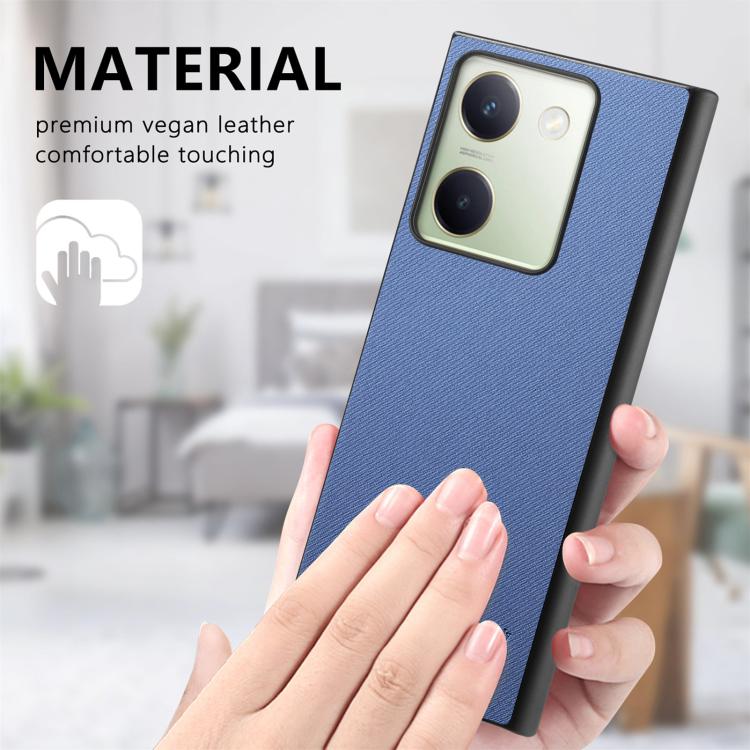 For vivo Y300+ Twill Fabric Leather Skin Back Phone Case