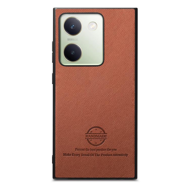 For vivo Y300+ Twill Fabric Leather Skin Back Phone Case