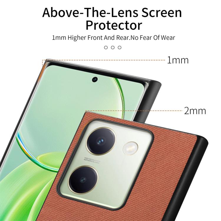 For vivo Y300+ Twill Fabric Leather Skin Back Phone Case