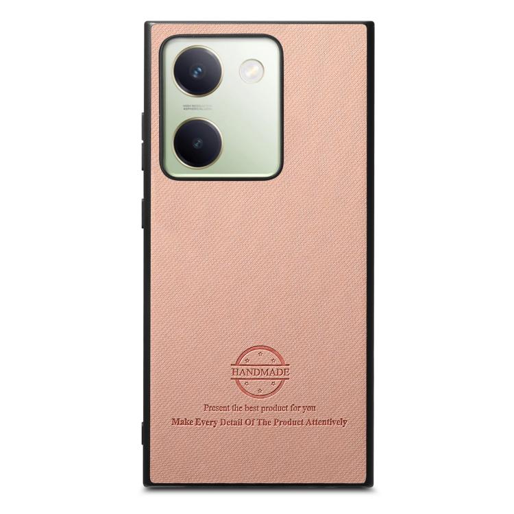 For vivo Y300+ Twill Fabric Leather Skin Back Phone Case