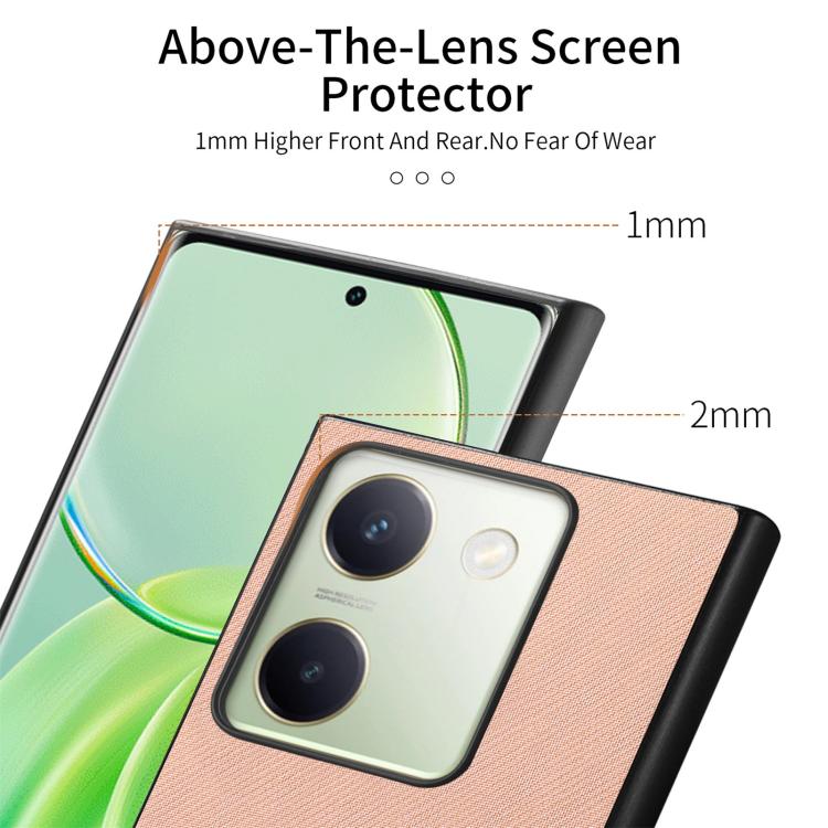 For vivo Y300+ Twill Fabric Leather Skin Back Phone Case