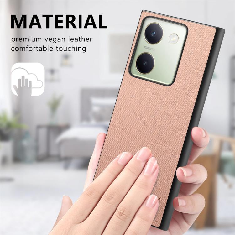 For vivo Y300+ Twill Fabric Leather Skin Back Phone Case