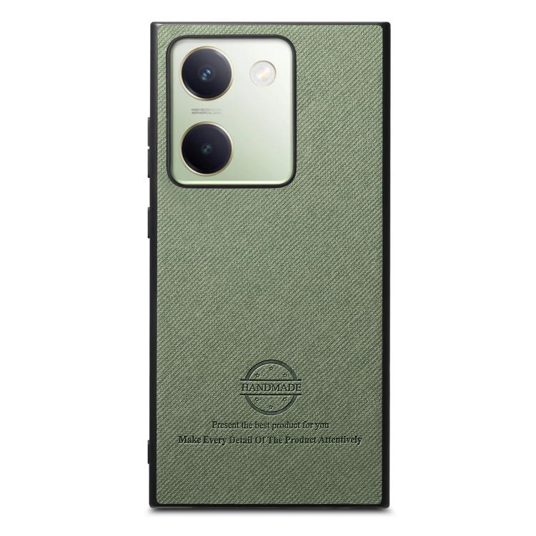 For vivo Y300+ Twill Fabric Leather Skin Back Phone Case