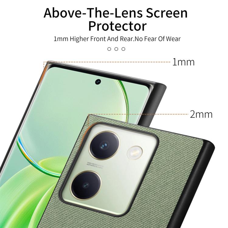For vivo Y300+ Twill Fabric Leather Skin Back Phone Case