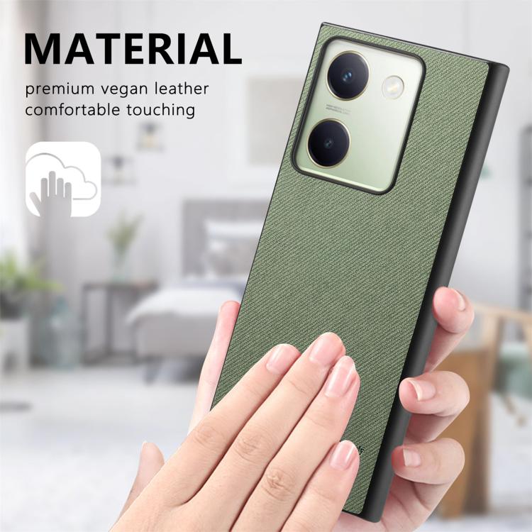 For vivo Y300+ Twill Fabric Leather Skin Back Phone Case