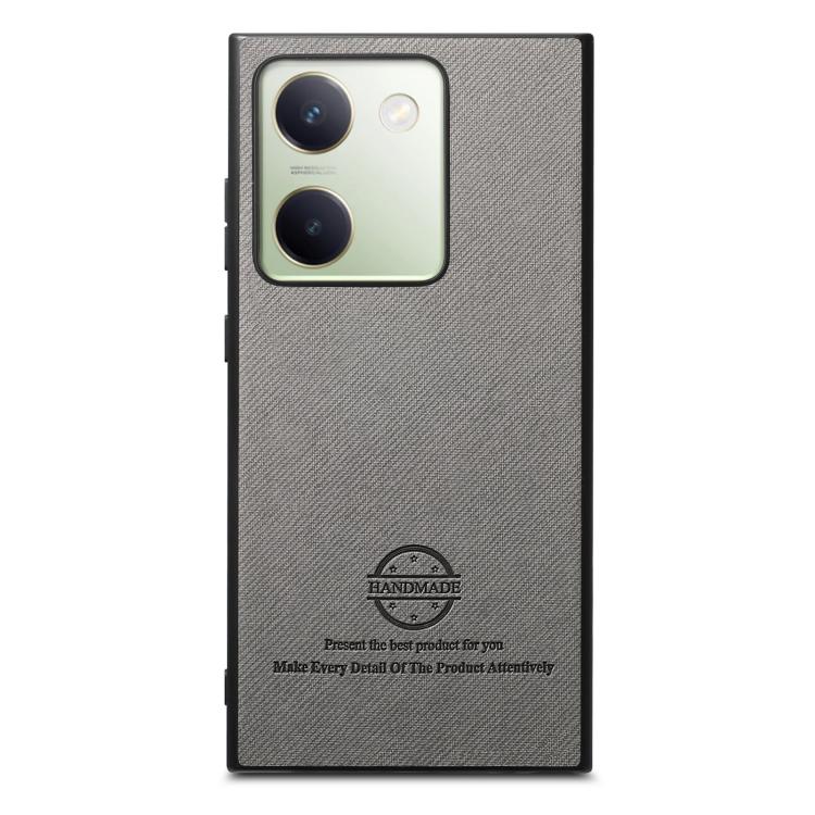 For vivo Y300+ Twill Fabric Leather Skin Back Phone Case
