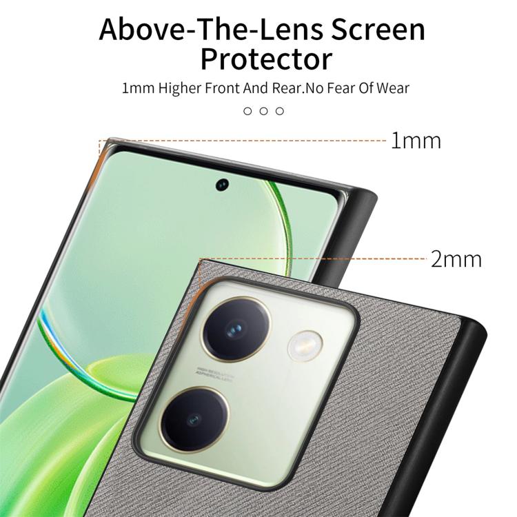 For vivo Y300+ Twill Fabric Leather Skin Back Phone Case